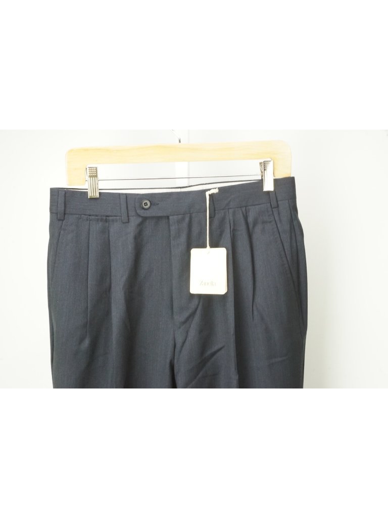 Zanella Sartoriale Giorgio Solid Blue 100% Wool Dress Pant 46r Eu Brand New
